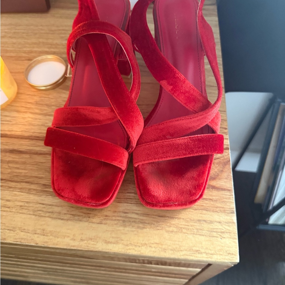 Elegant Red Velvet Women's Sandals